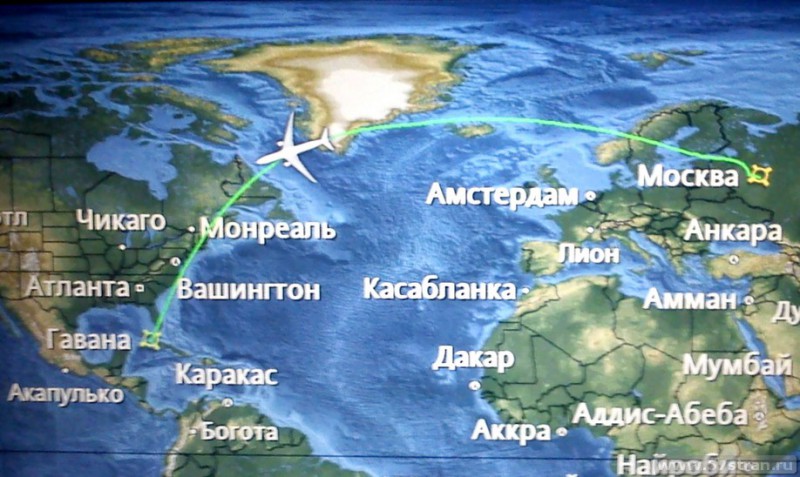 Москва- Гавана маршрут полета