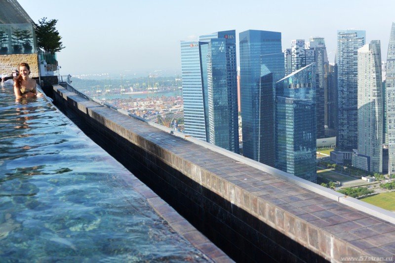 Бассейн на крыше в Сингапуре - Отель Marina Bay Sands